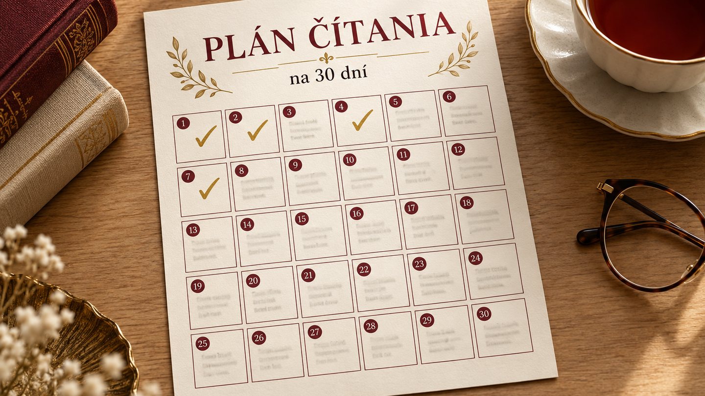 Plán čítania na 30 dní s tridsiatimi políčkami